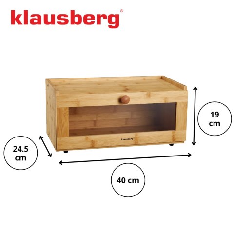 Chlebak bambusowy, akrylowy front, 40×24,5×19cm, klausberg, kb-7924