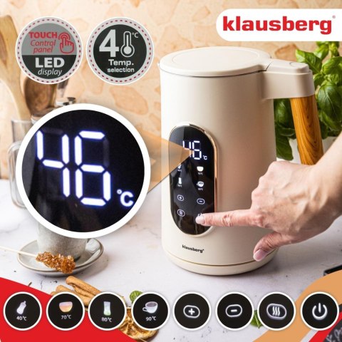 Czajnik elektryczny, 1,7l, led dotykowy, regulacja temperatury, klausberg