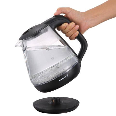 Czajnik elektryczny, szklany, 1,2 l, led, klausberg kb-9003