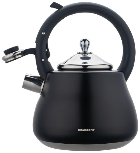 Czajnik z gwizdkiem, stal nierdzewna, czarny ze srebrnymi elementami, 2,8l, klausberg, kb-7918