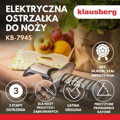 Elektryczna diamentowa ostrzałka do noży, precyzyjne ostrzenie i polerowanie noży kuchennych, klausberg, kb-7945