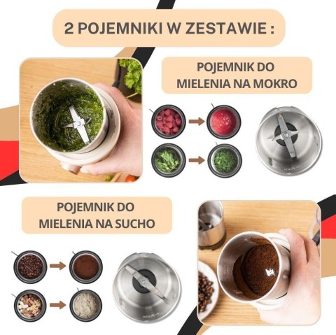 Elektryczny młynek 2w1 do kawy i przypraw, beżowy, klausberg, kb-7993