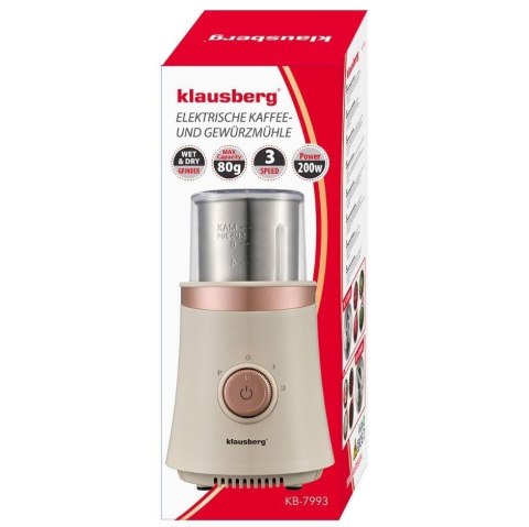 Elektryczny młynek 2w1 do kawy i przypraw, beżowy, klausberg, kb-7993