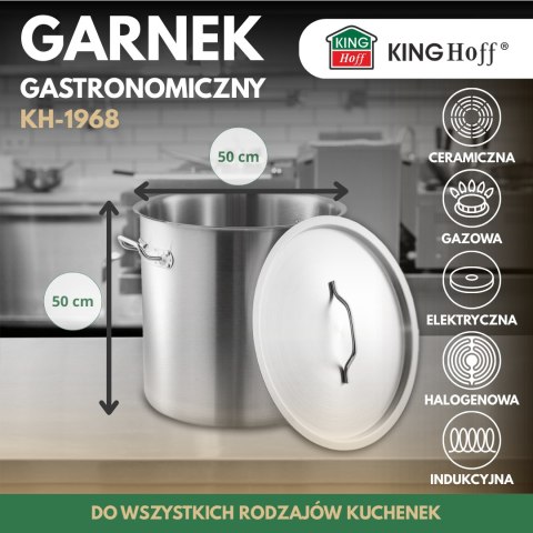 Garnek gastronomiczny, stal nierdzewna, śr.50cm, 98l, kinghoff, kh-1968