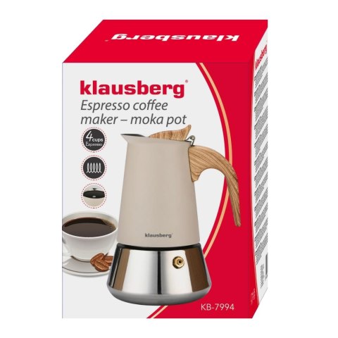 Kawiarka stalowa espresso, 200 ml, indukcja, klausberg kb-7994