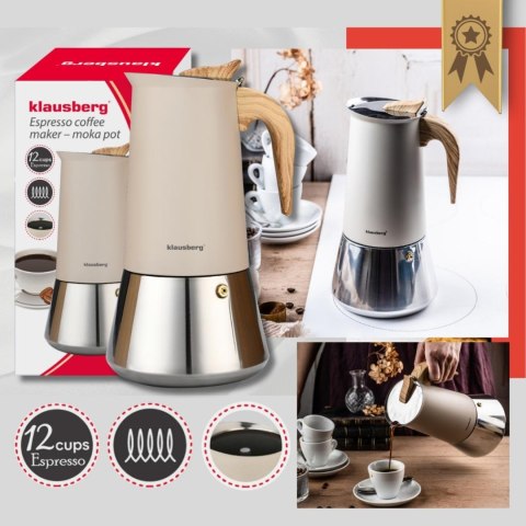 Kawiarka stalowa espresso, 600 ml, indukcja, klausberg kb-7997