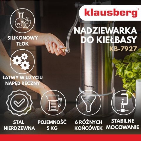Nadziewarka do kiełbas, pojemność 5kg, pionowa, stal nierdzewna, klausberg, kb-7927