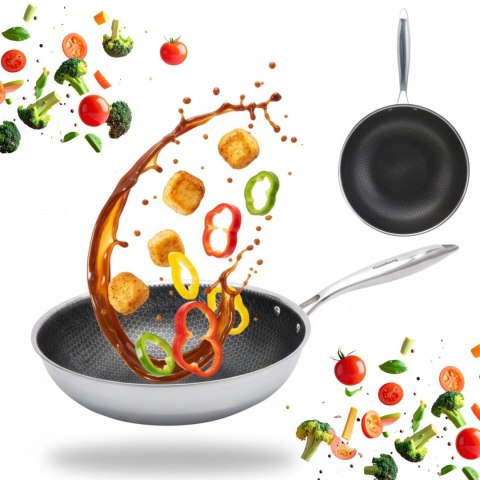Patelnia powłoka non-stick honeycomb, 28 cm, 3-warstwy, stal 304, pfoa-free