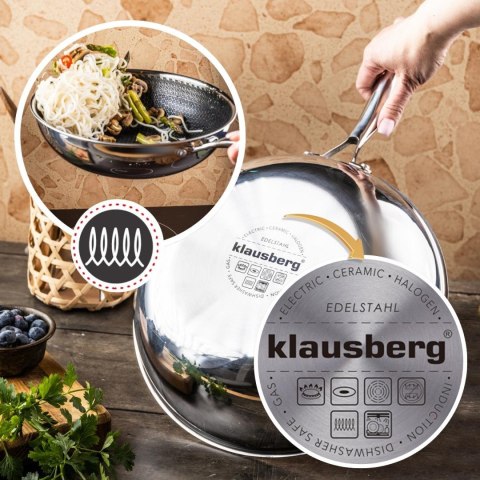 Patelnia powłoka non-stick honeycomb, 28 cm, 3-warstwy, stal 304, pfoa-free