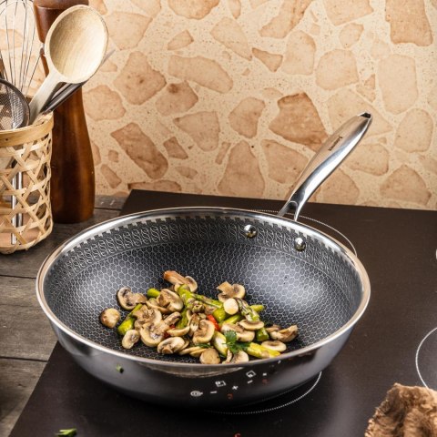Patelnia powłoka non-stick honeycomb, 28 cm, 3-warstwy, stal 304, pfoa-free