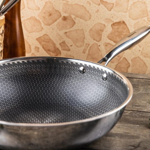 Patelnia powłoka non-stick honeycomb, 28 cm, 3-warstwy, stal 304, pfoa-free