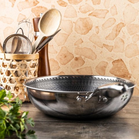 Patelnia powłoka non-stick honeycomb, 28 cm, 3-warstwy, stal 304, pfoa-free