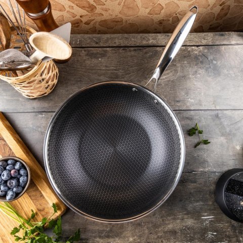 Patelnia powłoka non-stick honeycomb, 28 cm, 3-warstwy, stal 304, pfoa-free