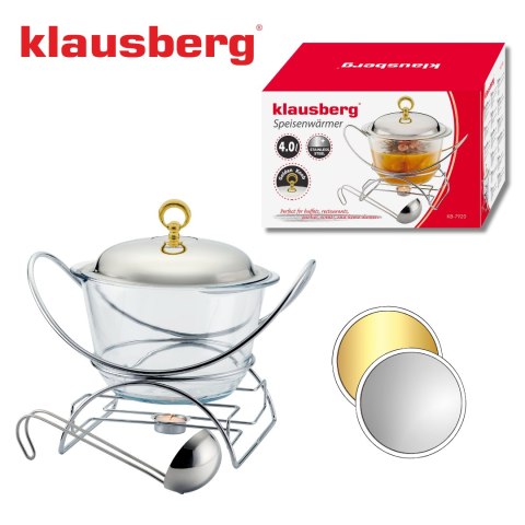 Podgrzewacz do potraw, szklany, stal nierdzewna, 4l, klausberg, kb-7920