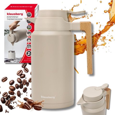 Termos konferencyjny, 2l, stal 304, bpa-free, beżowy, klausberg, kb-9014
