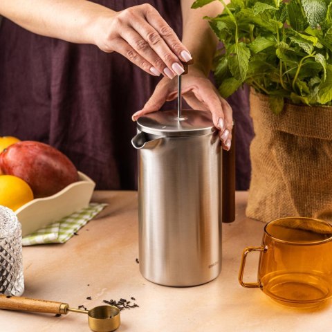 Zaparzacz, french press, 1l, podwójne ścianki, drewniany uchwyt