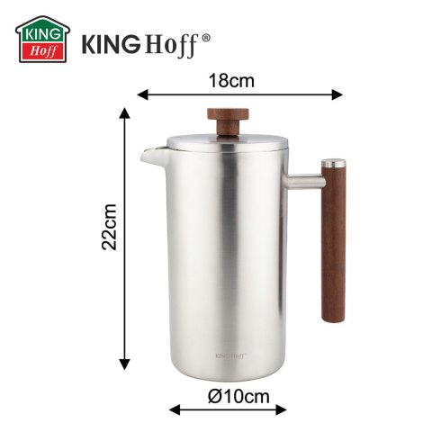 Zaparzacz, french press, 1l, podwójne ścianki, drewniany uchwyt