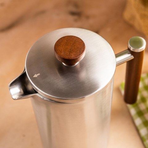 Zaparzacz, french press, 1l, podwójne ścianki, drewniany uchwyt