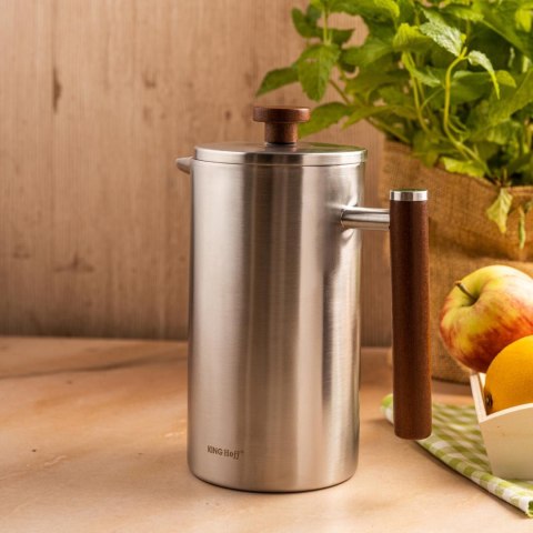 Zaparzacz, french press, 1l, podwójne ścianki, drewniany uchwyt