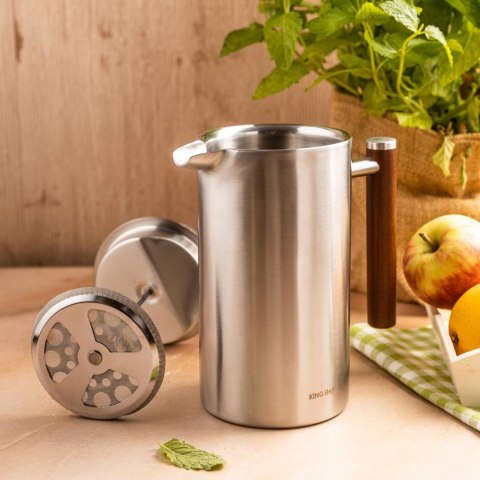 Zaparzacz, french press, 1l, podwójne ścianki, drewniany uchwyt