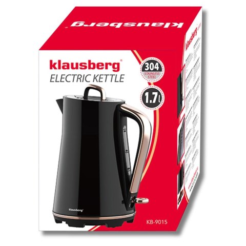 Czajnik elektryczny, stal nierdzewna, czarny, 1,7l, 1850-2200w, klausberg, kb-9015