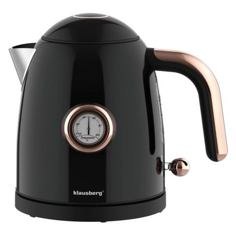 Czajnik elektryczny z termometrem, stal nierdzewna, czarny, 1,0l, 1200w, klausberg, kb-9017