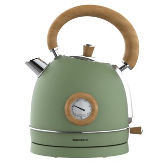 Czajnik elektryczny z termometrem, stal nierdzewna, zielony z drewnem, 1,8l, 1850-2200w, klausberg, kb-9008