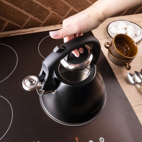 Czajnik stalowy 2,5 l czarny mat z uchwytem soft-touch, klausberg kb-7952