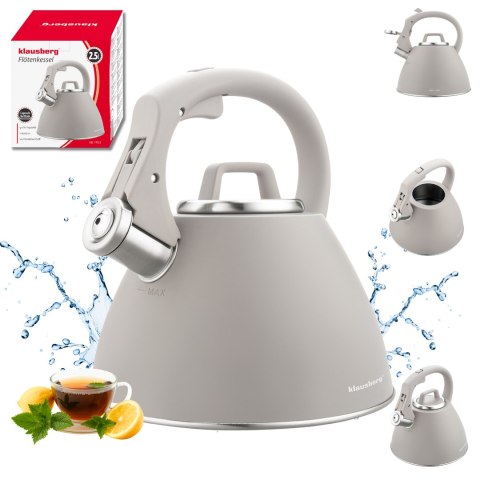 Czajnik stalowy 2,5 l w kolorze szary, klausberg kb-7953