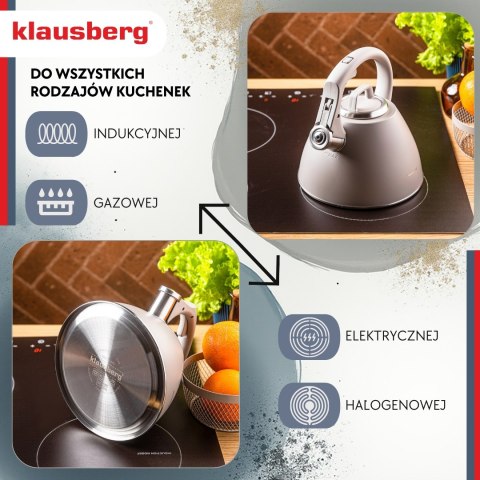 Czajnik stalowy 2,5 l w kolorze szary, klausberg kb-7953