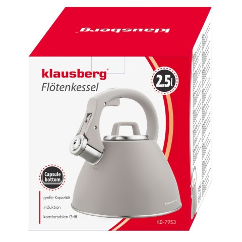 Czajnik stalowy 2,5 l w kolorze szary, klausberg kb-7953