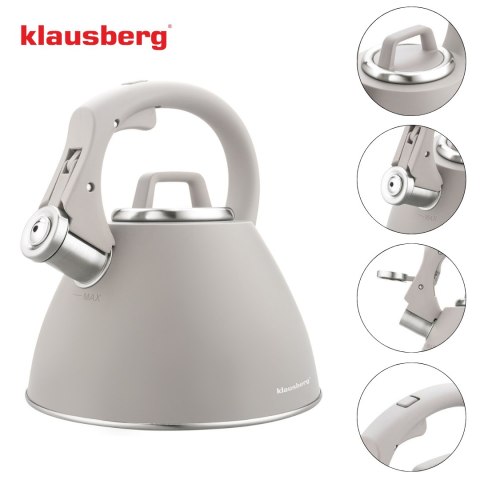 Czajnik stalowy 2,5 l w kolorze szary, klausberg kb-7953