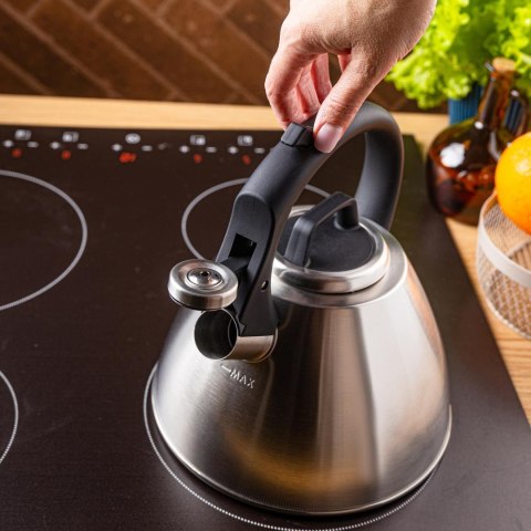 Czajnik stalowy 2,5 l z gwizdkiem i uchwytem soft-touch, klausberg kb-7951