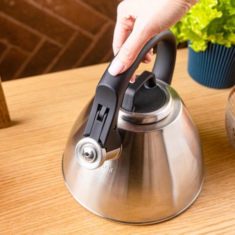 Czajnik stalowy 2,5 l z gwizdkiem i uchwytem soft-touch, klausberg kb-7951
