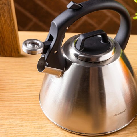 Czajnik stalowy 2,5 l z gwizdkiem i uchwytem soft-touch, klausberg kb-7951