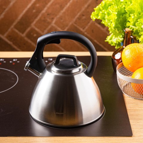 Czajnik stalowy 2,5 l z gwizdkiem i uchwytem soft-touch, klausberg kb-7951