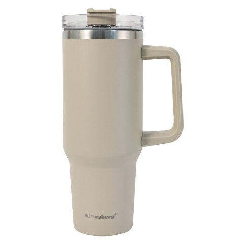 Kubek termiczny ze słomką, beżowy, 1100 ml, stal nierdzewna, klausberg, kb-7944