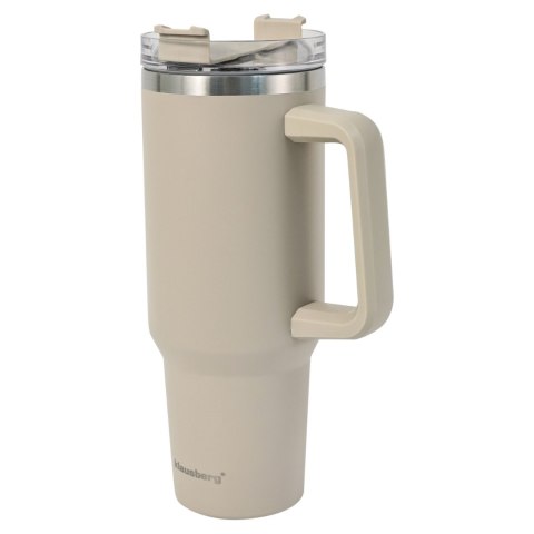 Kubek termiczny ze słomką, beżowy, 1100 ml, stal nierdzewna, klausberg, kb-7944