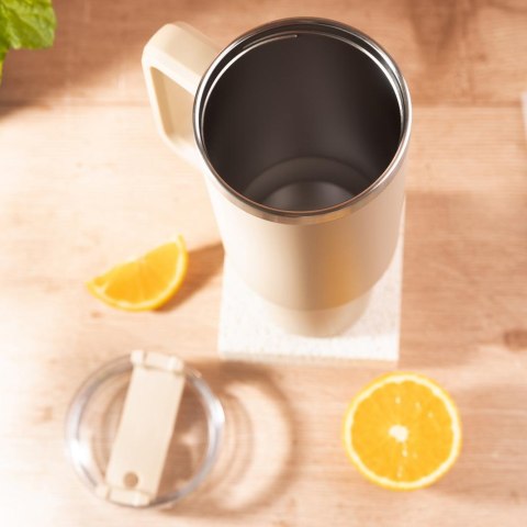 Kubek termiczny ze słomką, beżowy, 1100 ml, stal nierdzewna, klausberg, kb-7944