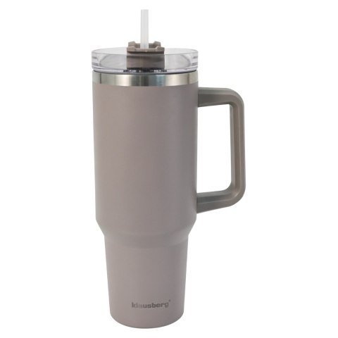 Kubek termiczny ze słomką, szary, 1100 ml, stal nierdzewna, klausberg, kb-7943