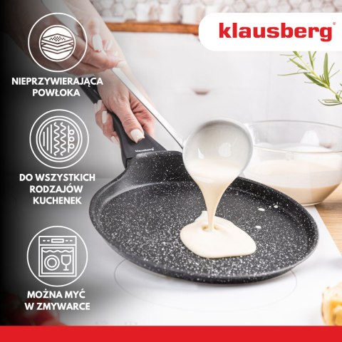Patelnia do naleśników 24 cm, marmurkowa powłoka nieprzywierająca, aluminiowa, indukcja, klausberg, kb-7957