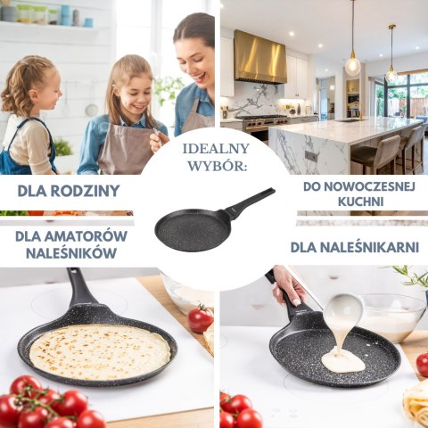 Patelnia do naleśników 24 cm, marmurkowa powłoka nieprzywierająca, aluminiowa, indukcja, klausberg, kb-7957