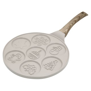 Patelnia do placków, bożonarodzeniowe wzory, aluminiowa, powłoka nieprzywierająca, beżowa, śr.26,5 cm, klausberg, kb-7970