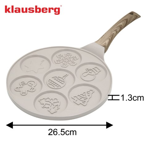 Patelnia do placków, bożonarodzeniowe wzory, aluminiowa, powłoka nieprzywierająca, beżowa, śr.26,5 cm, klausberg, kb-7970