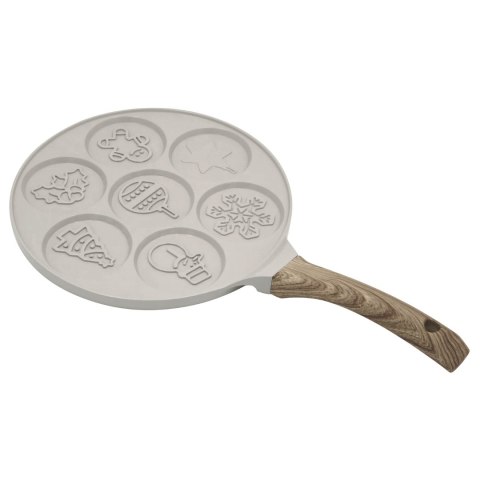 Patelnia do placków, bożonarodzeniowe wzory, aluminiowa, powłoka nieprzywierająca, beżowa, śr.26,5 cm, klausberg, kb-7970