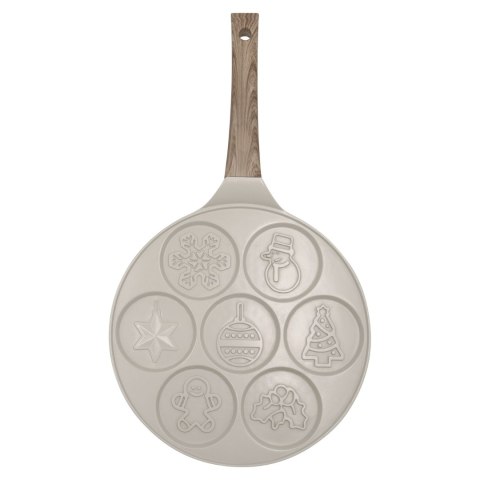 Patelnia do placków, bożonarodzeniowe wzory, aluminiowa, powłoka nieprzywierająca, beżowa, śr.26,5 cm, klausberg, kb-7970