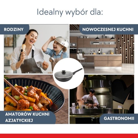 Patelnia wok marmurowa 28 cm z pokrywką, klausberg kb-7990