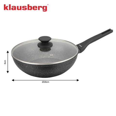 Patelnia wok marmurowa 28 cm z pokrywką, klausberg kb-7990