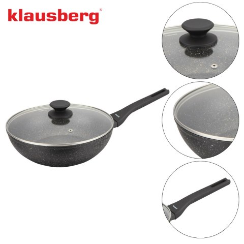 Patelnia wok marmurowa 28 cm z pokrywką, klausberg kb-7990