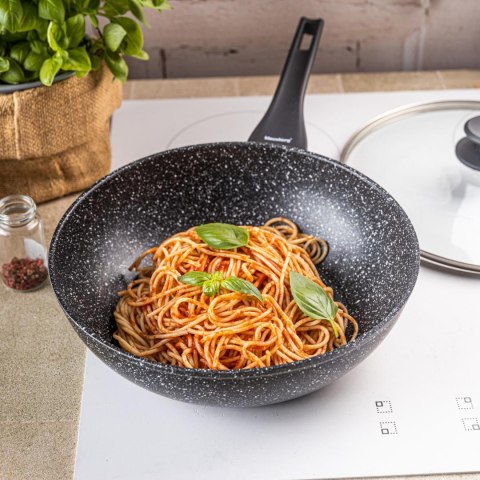Patelnia wok marmurowa 28 cm z pokrywką, klausberg kb-7990